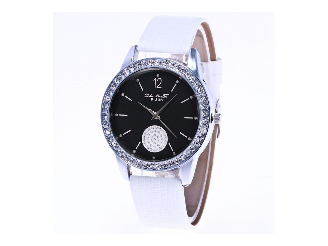 Relógio de quartzo unissex moderno com pulseira de metal ajustável (branco)