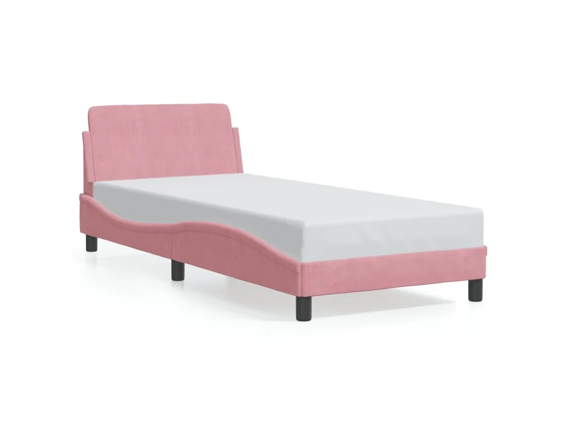 Bed Frame, Bed Frames Vidaxl Cor-de-rosa Veludo (90 X 190 Cm)