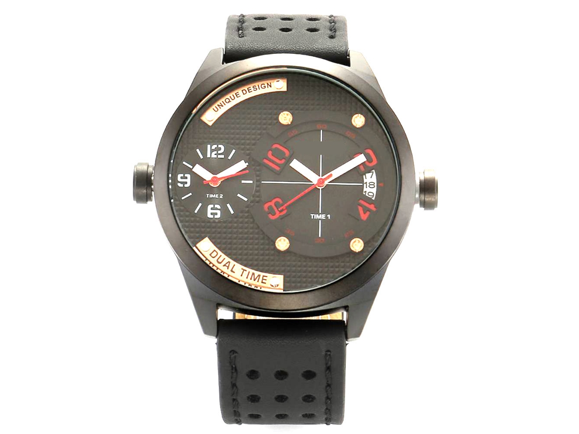 Reloj Hombre Quartz Duradero Con Calendario Y Agujas Pulsera Rojo