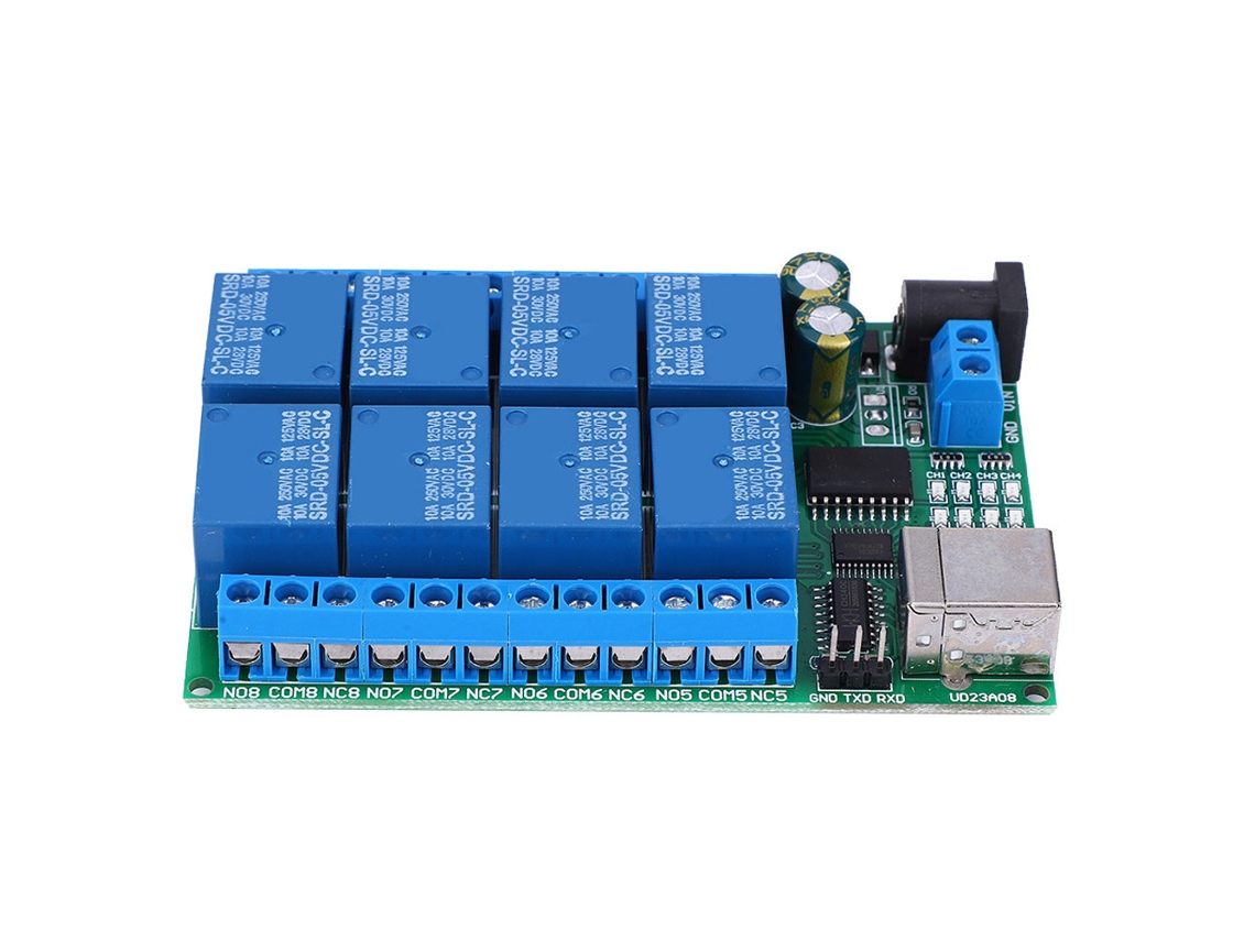 Módulo Relé Usb 8 Canais Uart Porta Serial Controle Dc5v Windows Linux