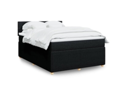 Vidaxl Cama Com Molas/colchão 140x190 Cm Tecido Preto