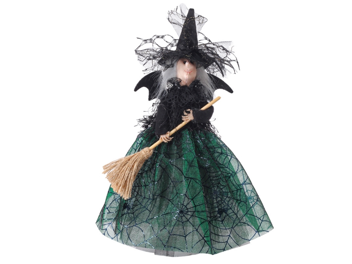 Mali bruxa com Saia de Teia de Aranha Ornamento Desktop Halloween Enfeite Festa Casa Assombrada