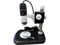 Microscópio Portátil Hemobllo 1600x, Preto Com Iluminação Led, Lupa Robusta Em Abs Conexão Usb Para