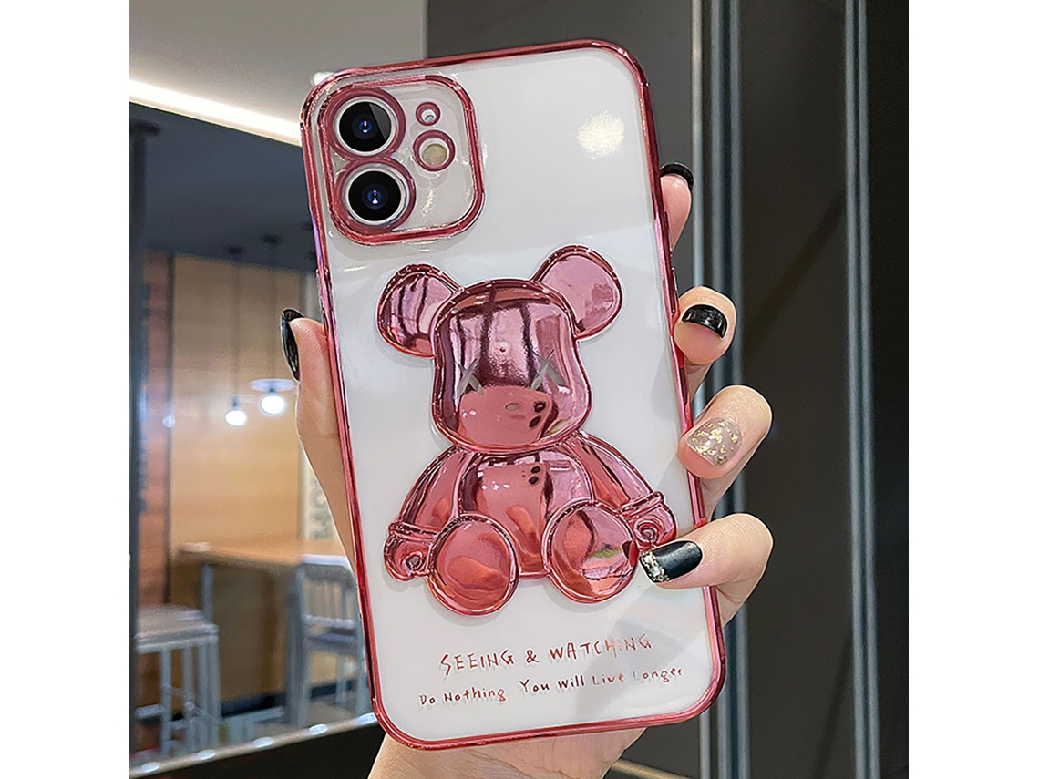 Capa de Telefone EOOCOO (urso Violento 3d Eletroplatado Transparente)