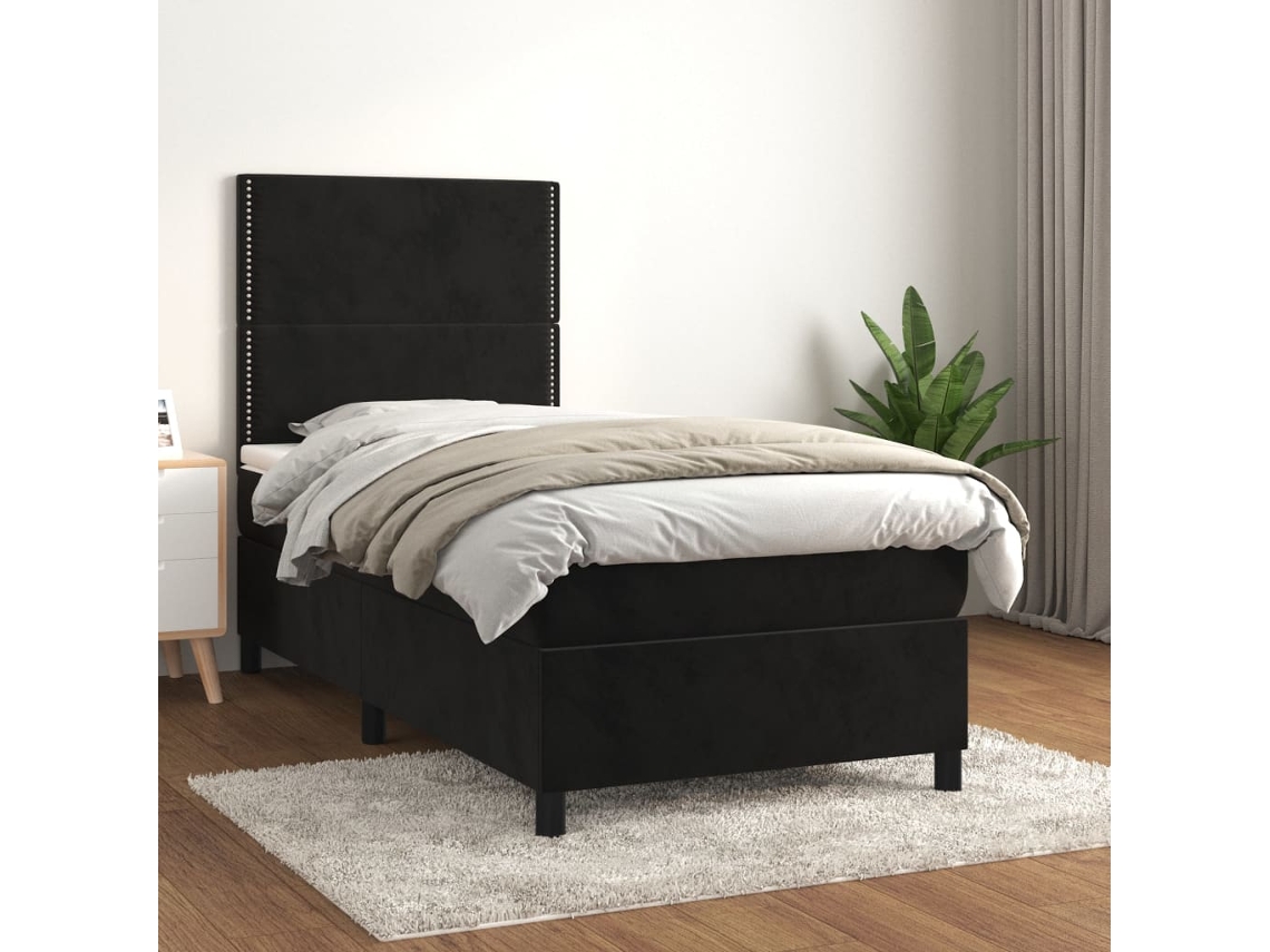 Vidaxl Cama Com Molas/colchão 100x200 Cm Veludo Preto
