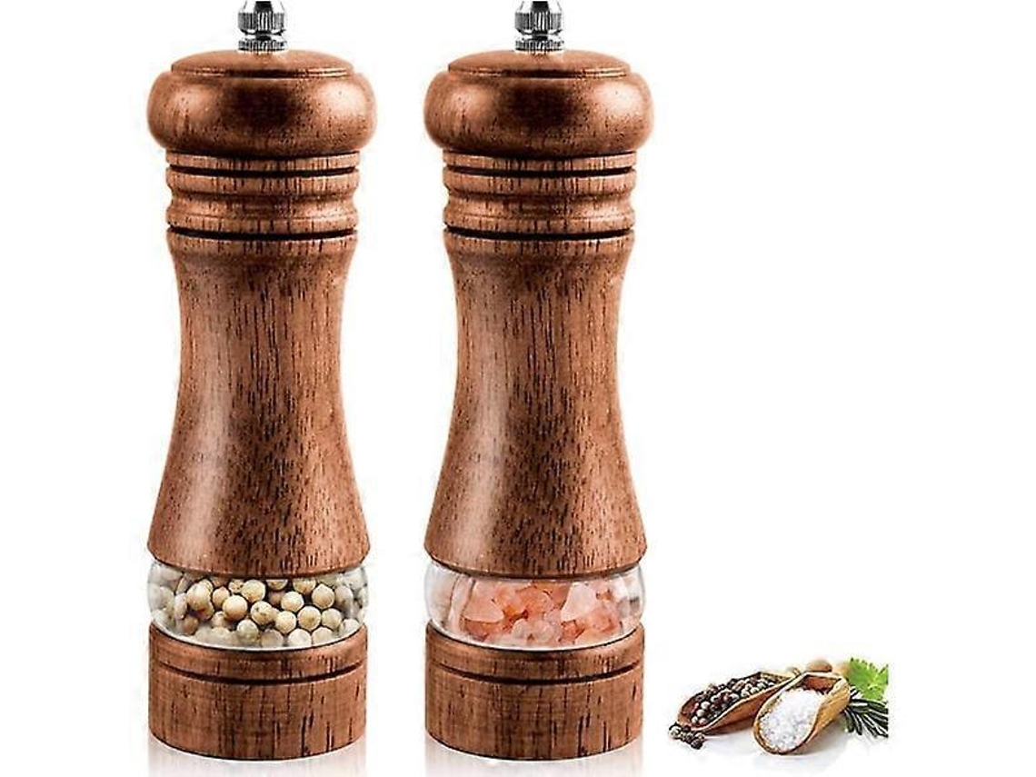 Moedor De Sal E Pimenta, Conjunto Com 2 Unidades. Moedor De Sal E Pimenta Madeira