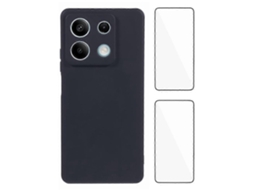 Capa Wanlonfeng Série Rb3 Para Xiaomi Redmi Note 13 Pro 5g / Poco X6 5g Com 2 Películas De Tela, Capa Traseira De Tpu Macio Preta
