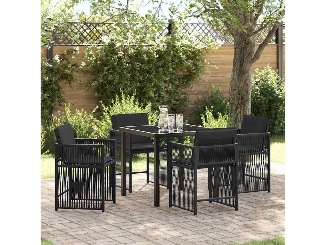 Vidaxl Conjunto de Jantar para Jardim 5 Pcs Preto Vime Pe