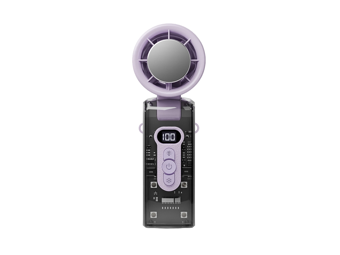Laxiscreed Fc08 Ventilador De Mão Com Frio, Ar Condicionado Dobrável, Luz E Controle De Velocidade Até 100 Níveis