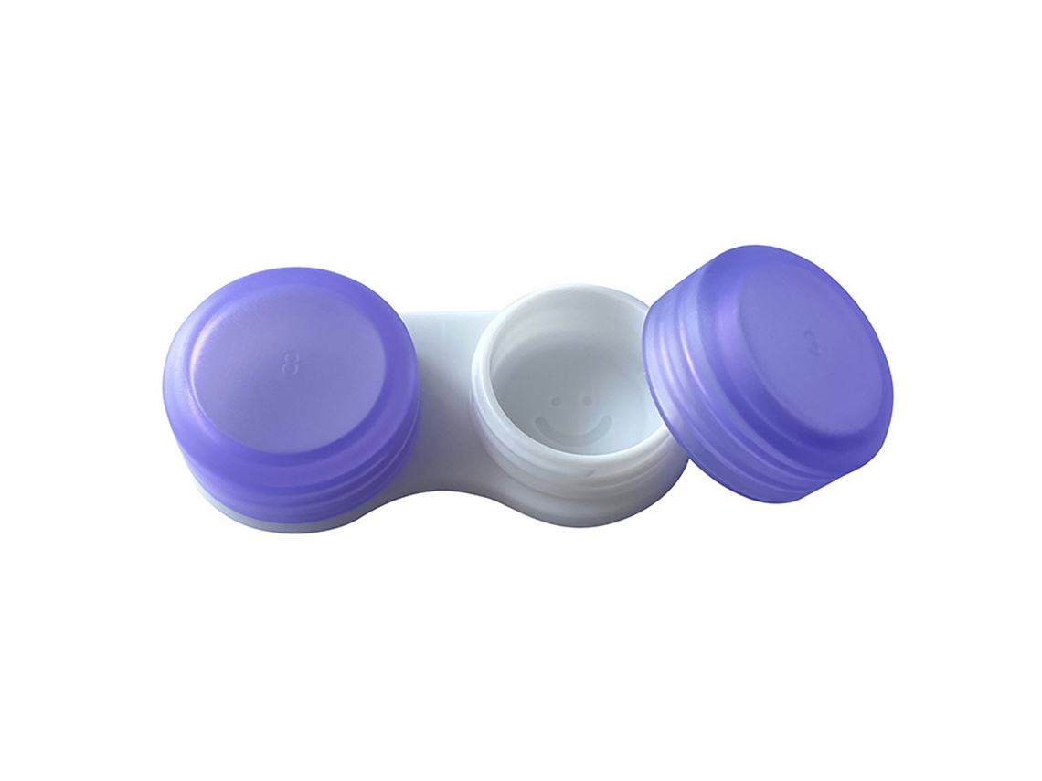 Caixa De Lentes De Contato-6 * 2,8 * 1,6 Cm - Caixa Dupla Com Topo Giratório - Roxo Transparente
