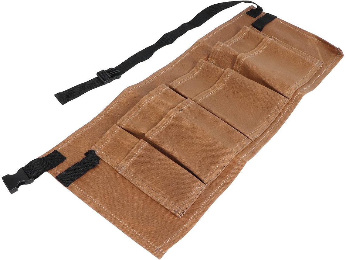 Bolsa utilitária Avental em lona encerada com cinto de ferramentas, cinto de trabalho ajustável com 8 bolsos e design Meio.
