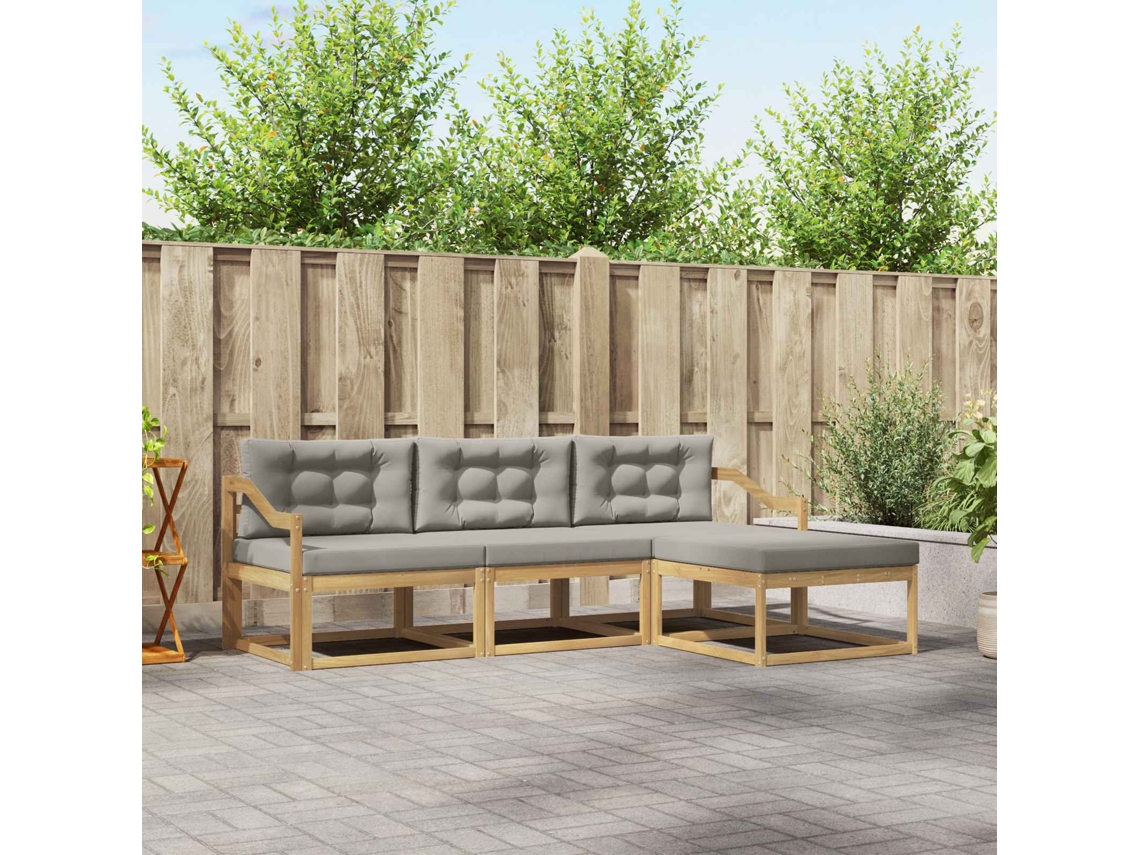 Vidaxl Conjunto De Sofás Para Exterior 4 Unid. Branco E Cinzento-claro