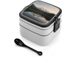 Lancheira Bento Do Lago Mount Rainier Dupla Para Adultos Com Colher E Alça, À Prova De Vazamentos, Empilhável Em Uma