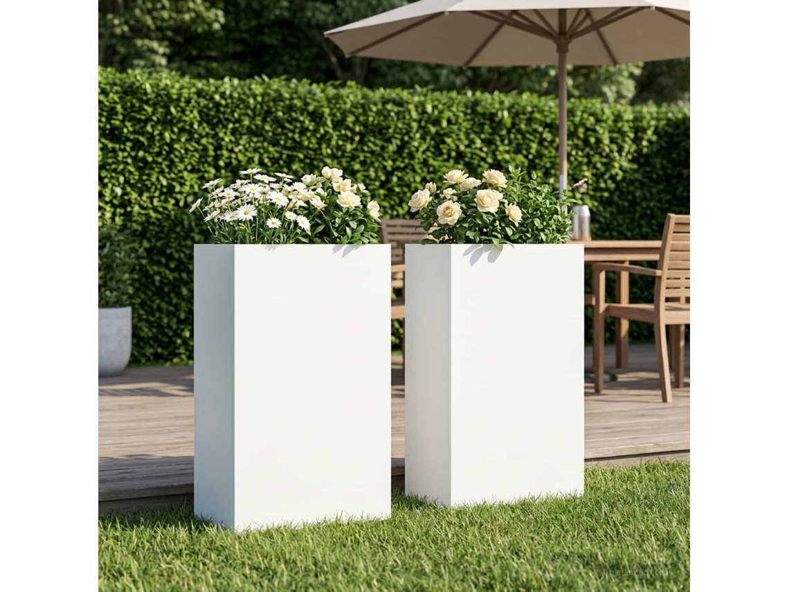 Vidaxl Vaso De Jardim 2 Unid. Branco 40 X 20 X 75 Cm