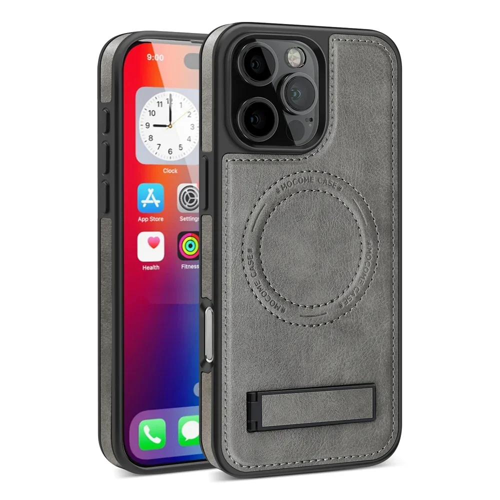 Capa Magsafe Para Iphone (iphone 15, Cinza) Com Suporte E Forte Fixação Magnética.