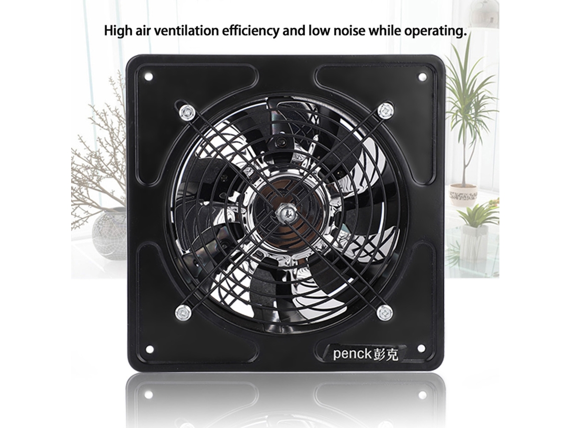 Ventilador de parede silencioso Slowmoose 190 mm 40 W 220 V para casa, banheiro, cozinha e garagem (preto)