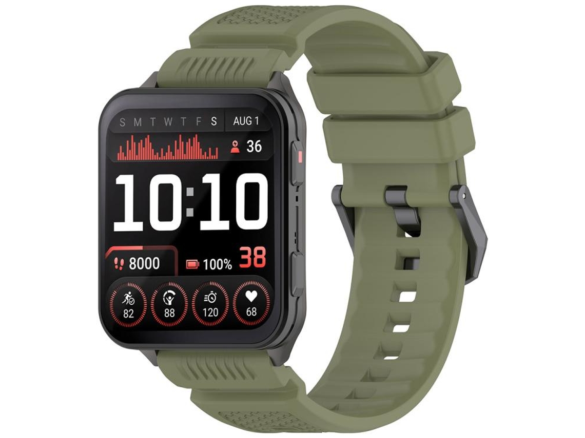 Bracelete Para Garmin Venu X1 - Silicone - Fivela De Aço Preta Verde Selva