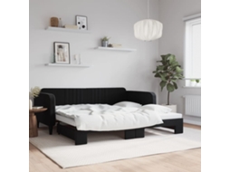 Vidaxl Sofá-cama Com Gavetão 100x200 Cm Veludo Preto