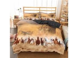 Capa de Edredom com Estampa Cavalo em Microfibra Fronha 220x240cm