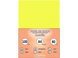 Papel 80Gr A4 Amarelo 100 Folhas