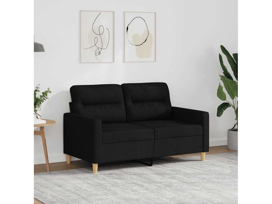 Vidaxl Sofá De 2 Lugares Tecido 120 Cm Preto