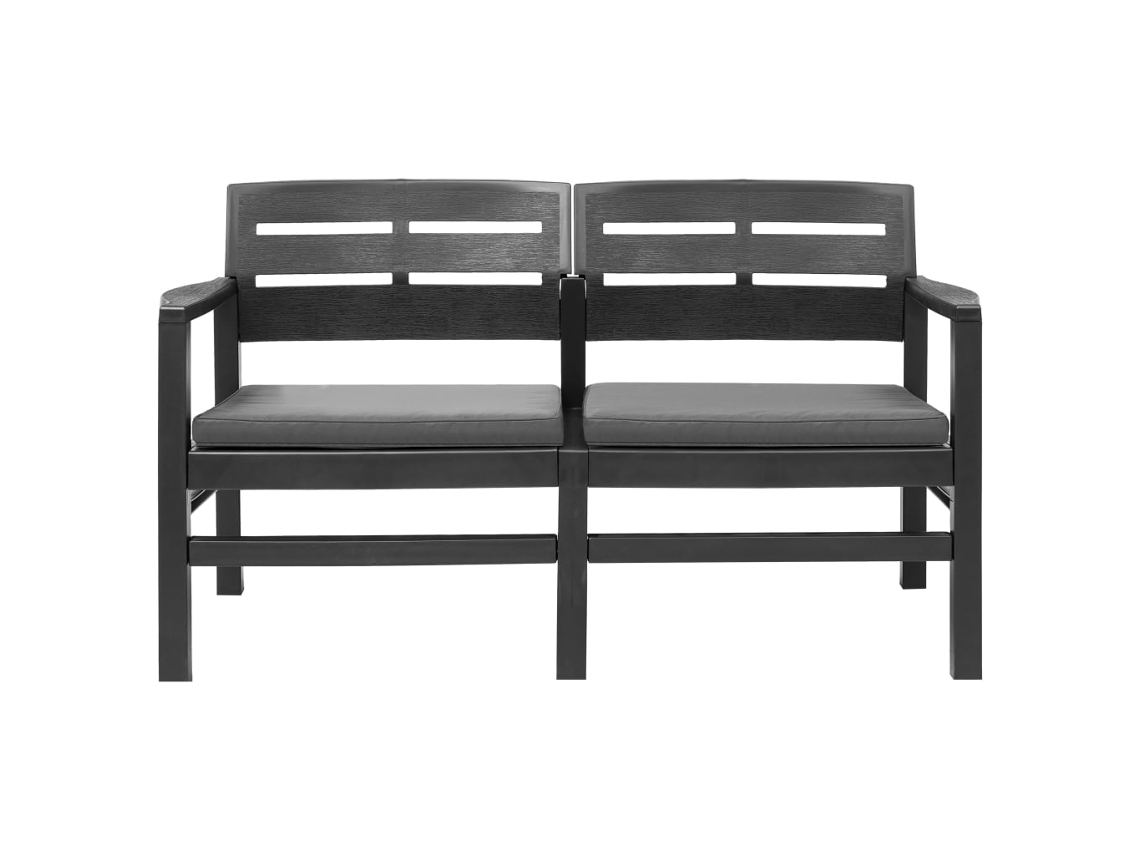 Maison Exclusive - Banco Jardim 2 Lugares C/ Almofadões 133 Cm Plástico Antracite