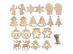 Laxiscreed Decoração De Natal Com Pendentes De Madeira Laserados Em Pack De 2 E Cordões De Juta