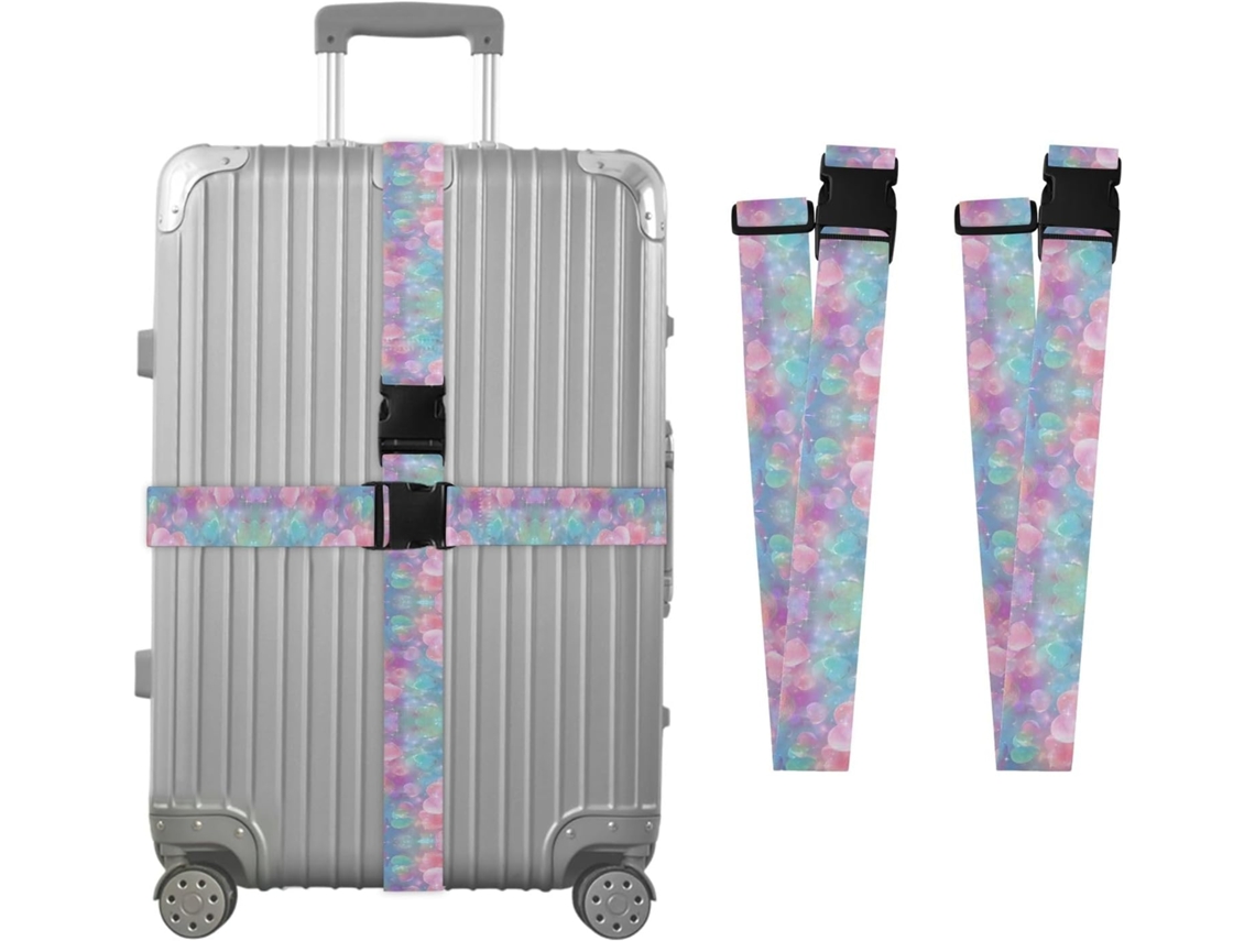 Conjunto De 2 Cintas Bagagem Personalizadas E Iridescentes Com Fivelas Fixação