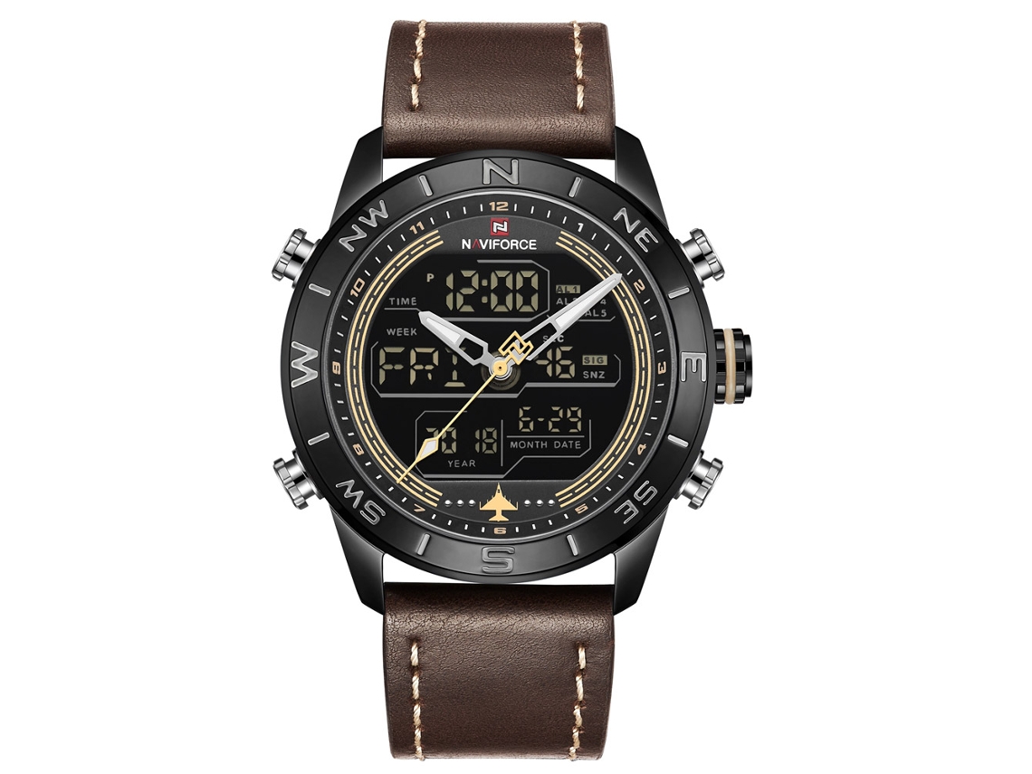 Relógio Eletrônico Quartz Masculino de Pulso com Pulseira Pu À Prova D'água Estilo Esportivo