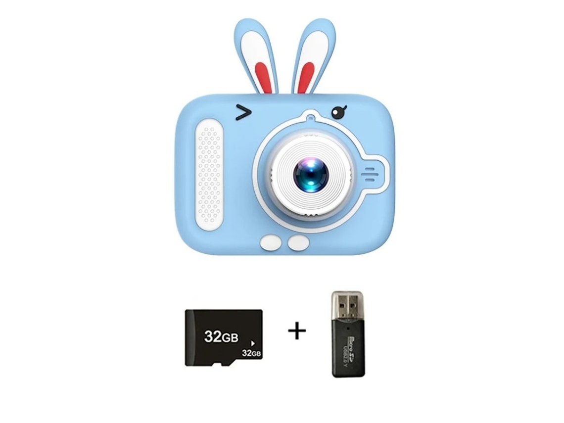 Câmera Infantil 2000w Com Câmera Frontal E Traseira Hd Pixel 32g (coelho Azul)