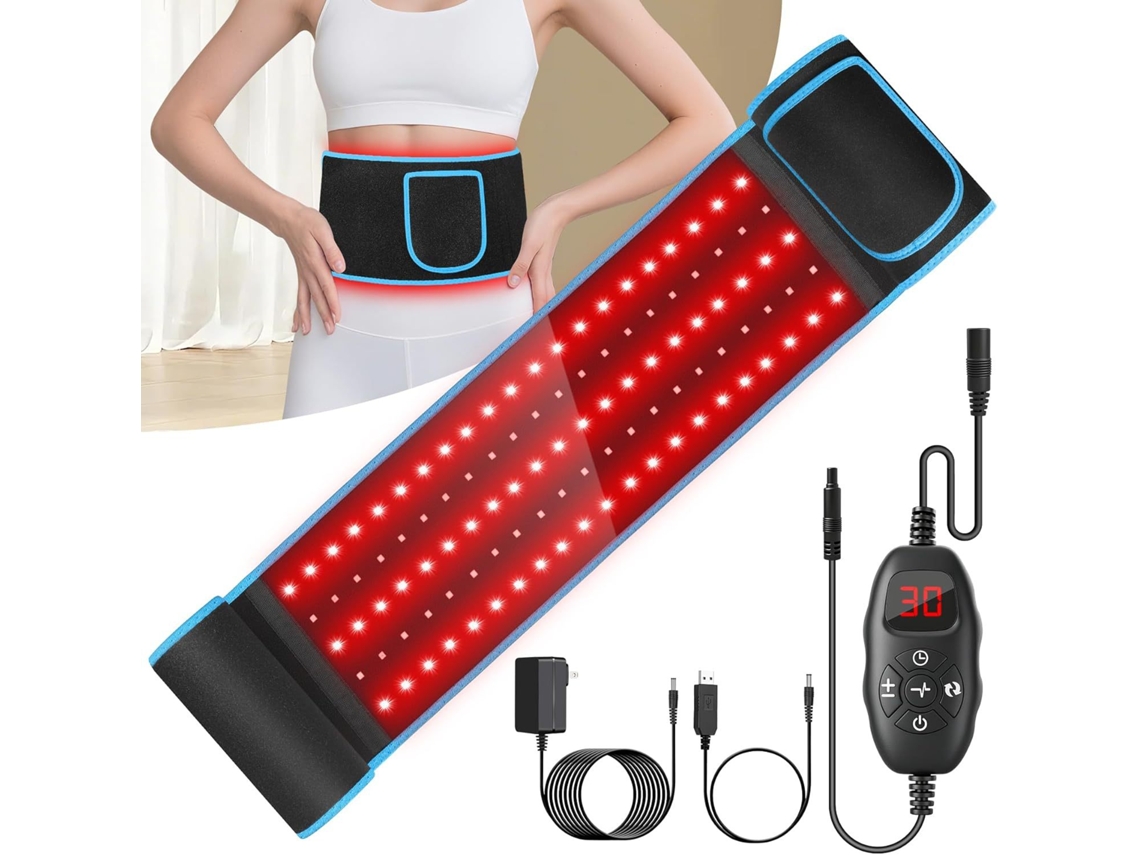 Cinta Terapia Luz 105 Leds 660/850nm,3 Brilhos 6 Temporizadores, Para Costas Joelhos Preto Hexinyigjly