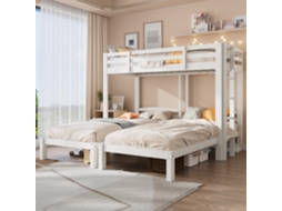 Cama 3 Camadas Com Escada Lateral Branca 90x200cm Para Crianças E Adolescentes