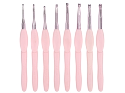 Conjunto de 8 Agulhas de Crochê Ergonômicas, Ferramenta de Tricô, Agulha para Suéter, Cabo Rosa Suave, Alumínio Tpr AQUAFORGE