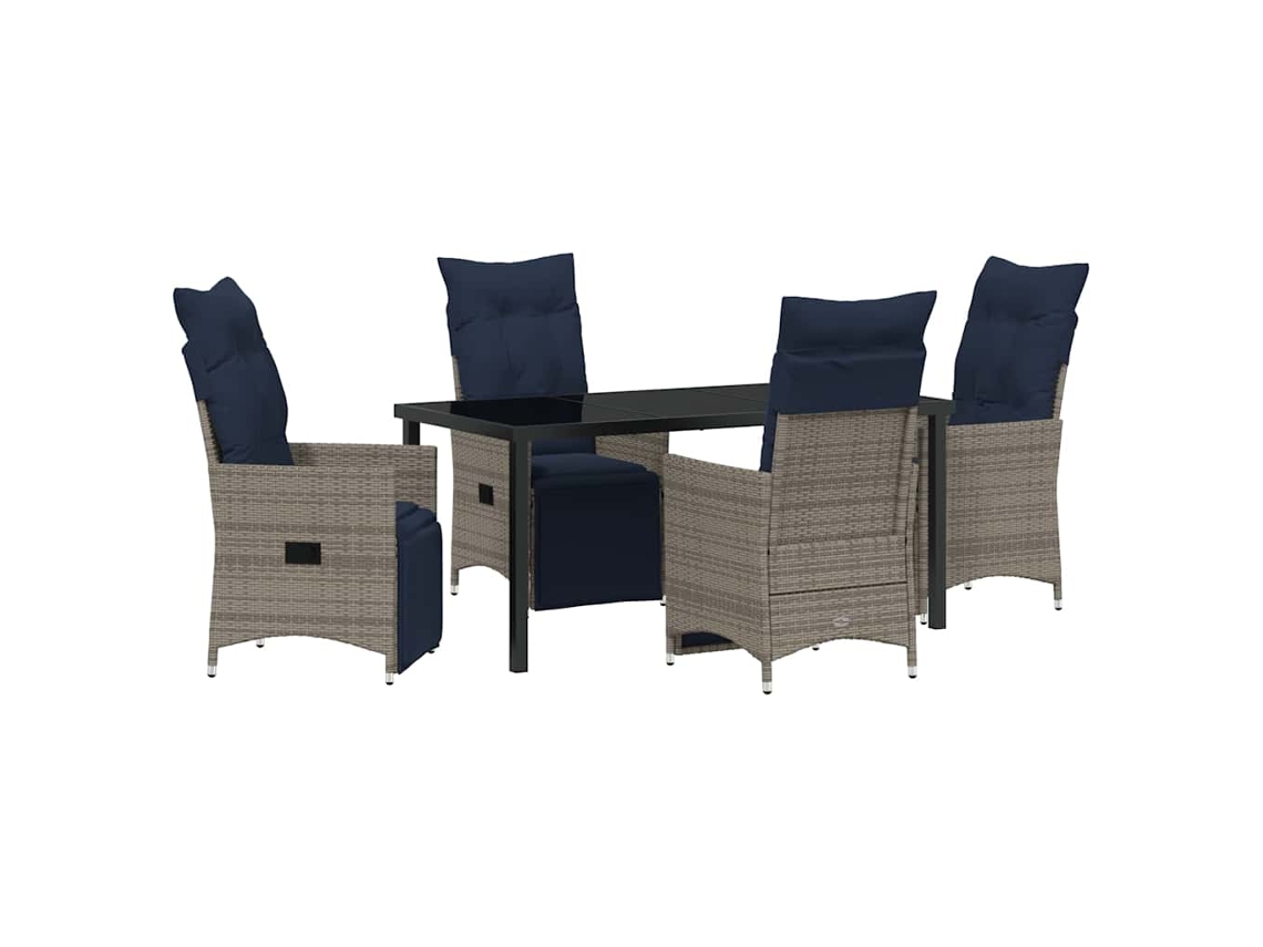 Maison Exclusive - Conjunto De Mesa E Cadeiras 5 Pcs Cinzeto Rattan De Pe