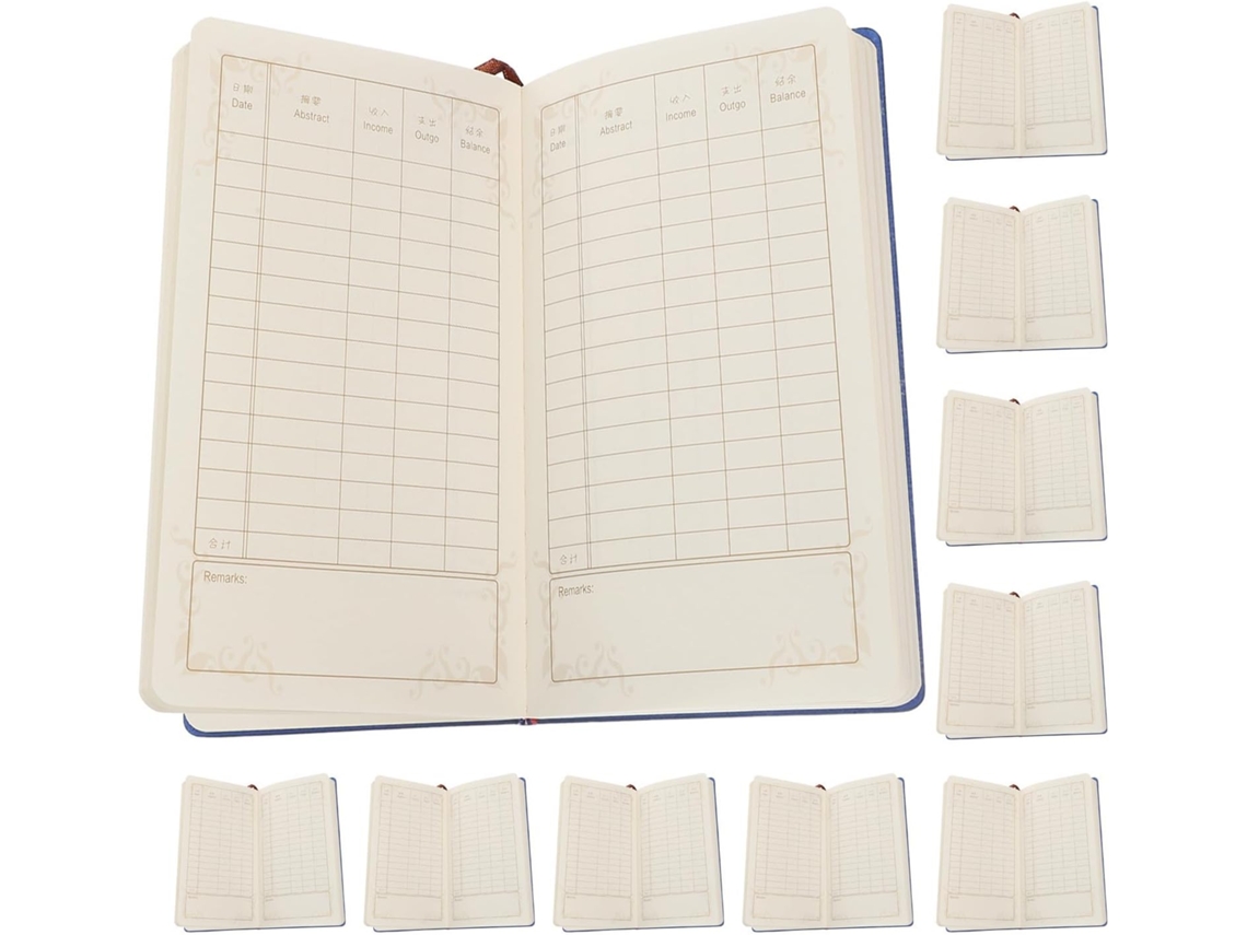 10 Peças Carnet De Caisse Et À Budget A6, 10 Blocs-notes Bleus, En Pu Et Papier, Para Registro De Despesas