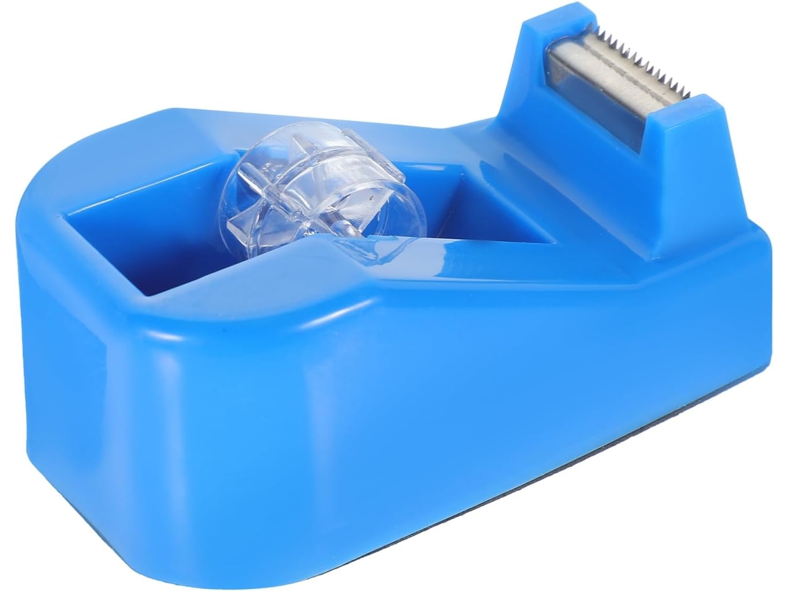 Dispensador De Fita Adesiva Leve E Elegante, Feito De Plástico E Aço Inoxidável, Azul, Para Mesa, Com Corte Rápido