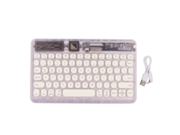 Teclado Bluetooth Retro Ultra Fino Com Luz Rgb Sem Fio Mini Roxo Para Viagens E Casa