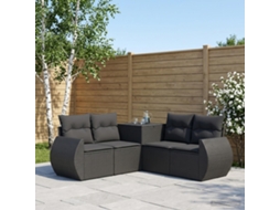Vidaxl Conjunto De Sofás 5 Unid. Preto Rattan Poliéster E Aço