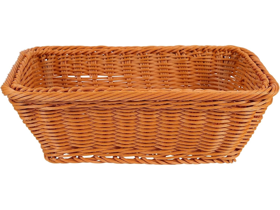 Cesta De Plástico Trançado Imitando Rena, Marrom