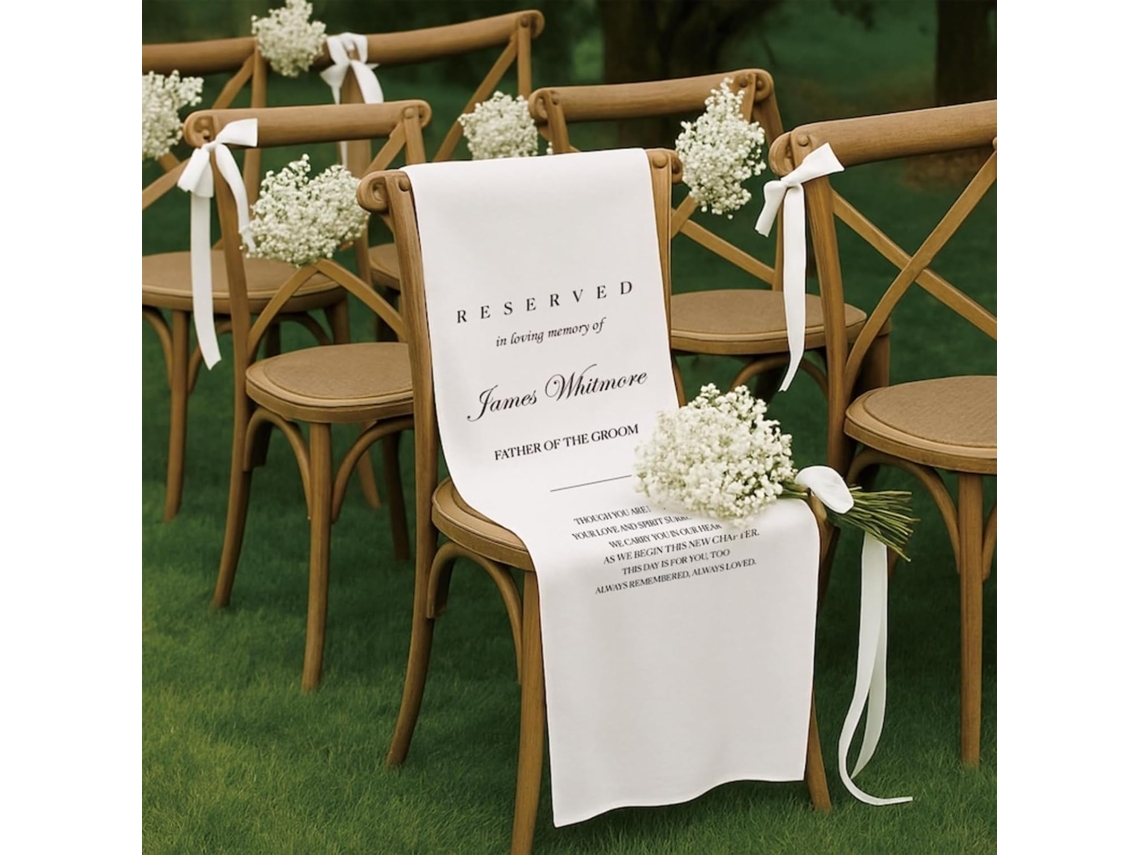 Placa Comemorativa Personalizada Para Cadeira De Casamento, Faixa Reservada Para Entes Queridos