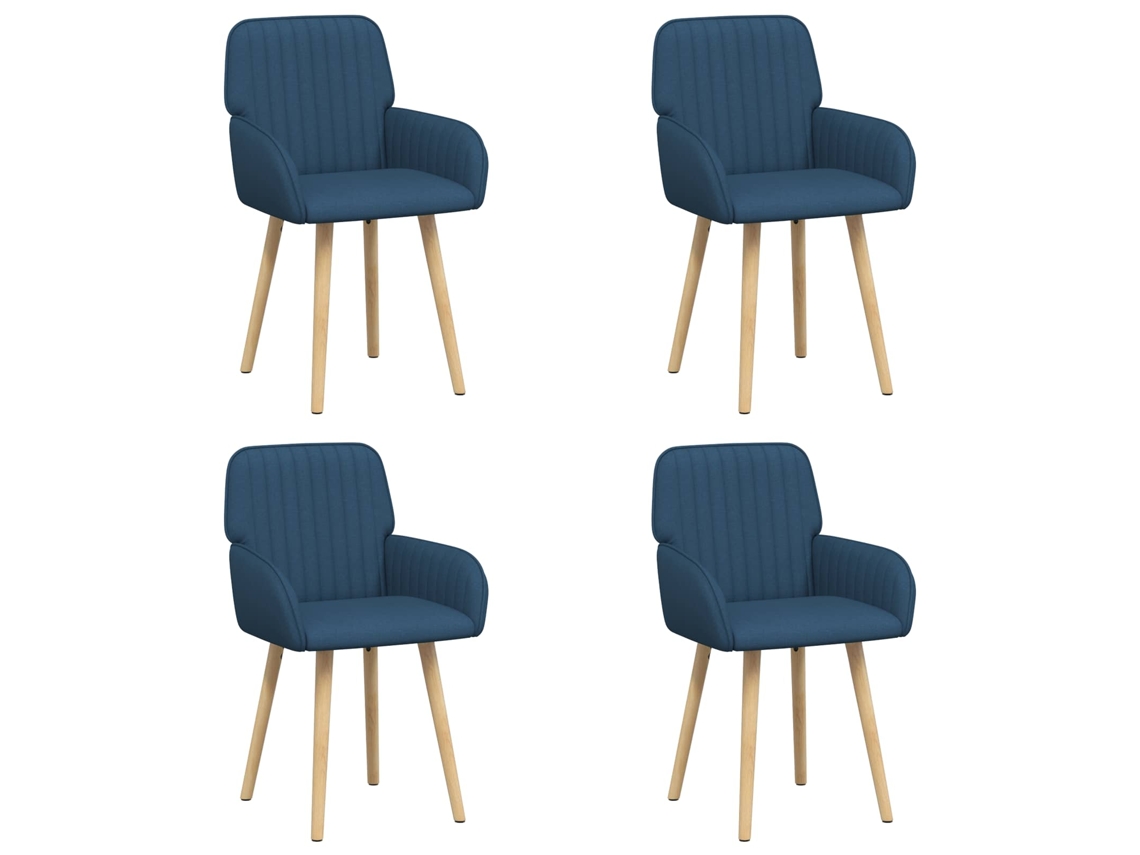 Conjunto 4 Cadeiras De Jantar Vidaxl Azul Tecido (56,5 X 50 X 87,5 Cm)