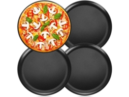 Bandeja de Pizza 10 Polegadas Aço Inoxidável Revestimento Antiaderente 4 Peças