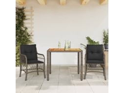 Vidaxl 3 Pcs Conjunto Bistrô Com Almofadões Vime Pe Cinza