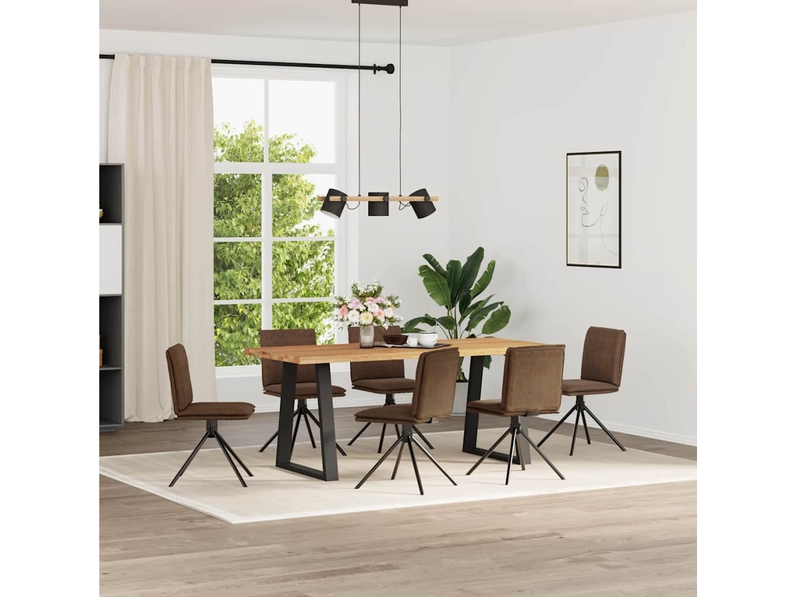 Vidaxl Cadeiras De Jantar 6 Pcs Camurça Artificial Castanho
