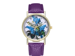 Reloj De Cuero Retro Estiloso De Cuarzo Para Niños/hombres/mujeres Morado