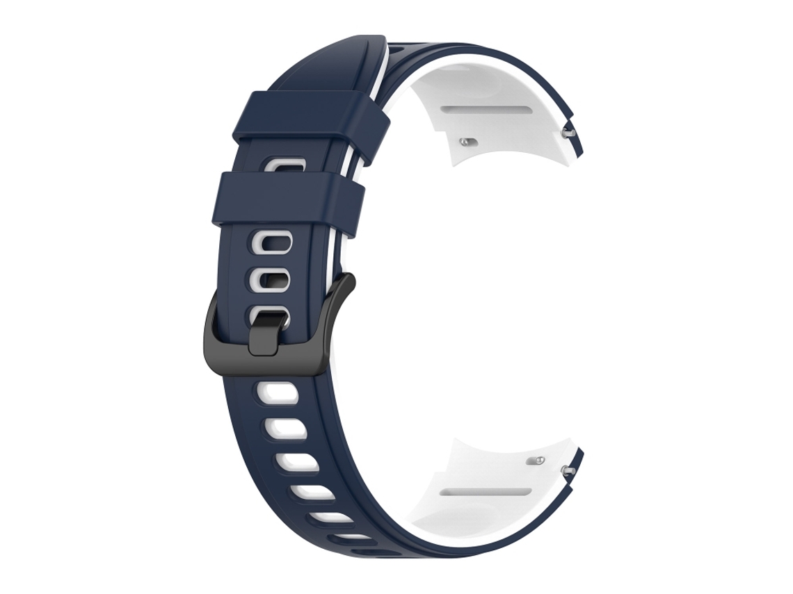 Bracelete Para Samsung Galaxy Watch 4 Classic (42mm/46mm) - Silicone Duas Cores - Midnight Blue Branco