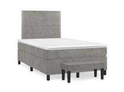 Vidaxl Cama Boxspring Com Colchão 120x190 Cm Veludo Cinzento-claro