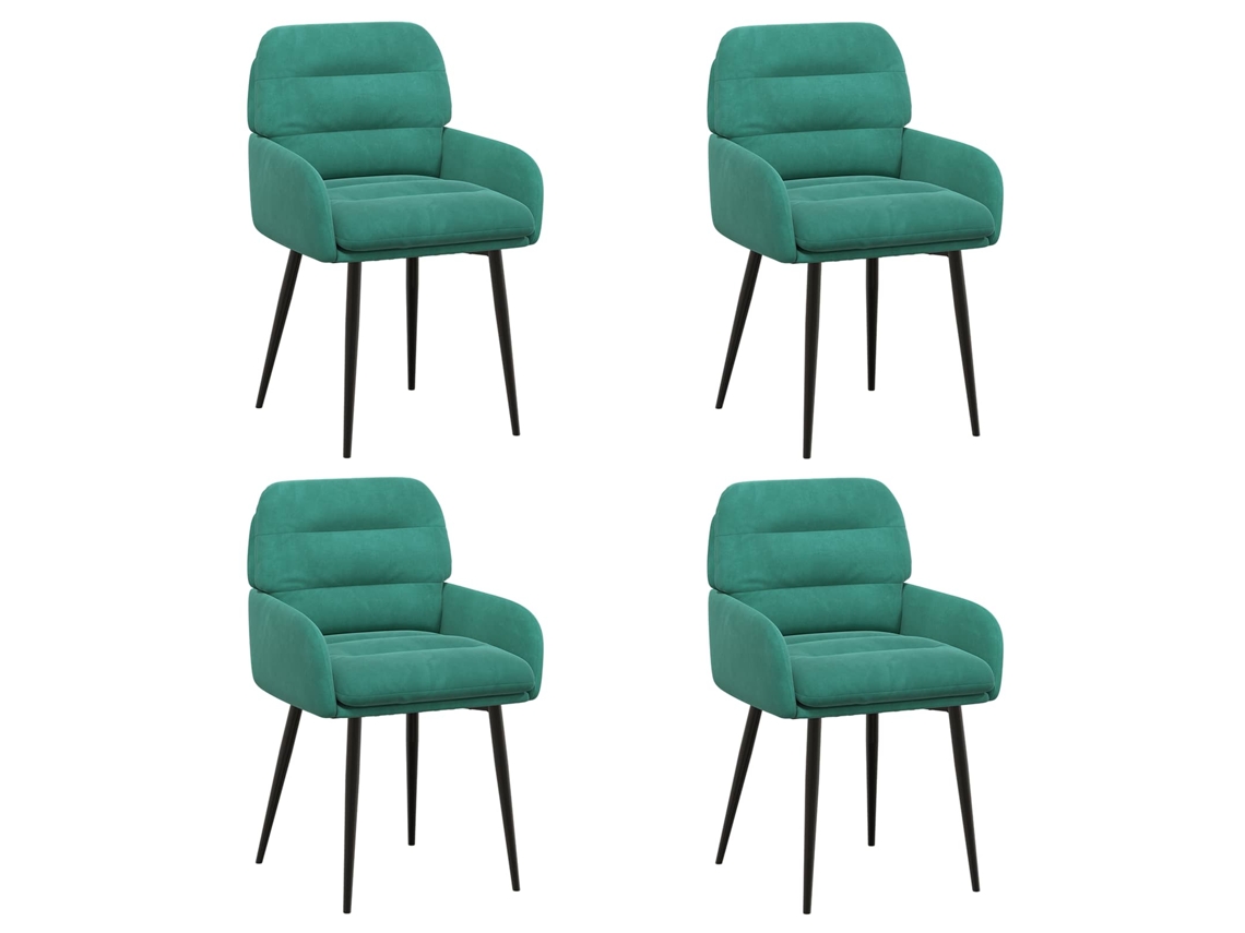 Conjunto 4 Cadeira De Jantar Vidaxl Azul-turquesa Veludo (59 X 59,5 X 90 Cm)