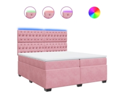Cama com Molas/colchão 200x200 Cm Veludo Rosa MAISON EXCLUSIVE