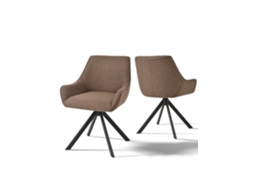 Conjunto de 2 Cadeiras de Jantar GOEURVANT Marrom Mocha Tecido